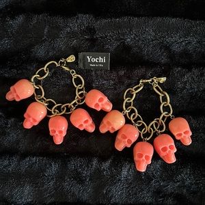 Yochi Coral Pink Skull Link Bracelet! 2 Available! Both New! Only 1 W/ Tags!